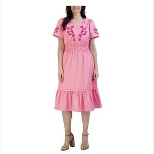 NWT French Connection Pink Embroidered Dress Size L